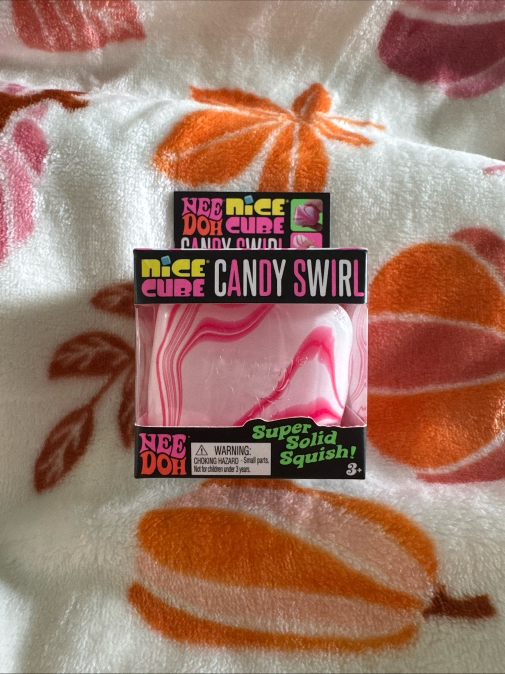 NeeDoh Nice Cube Candy Swirl Pink Super Solid Squish